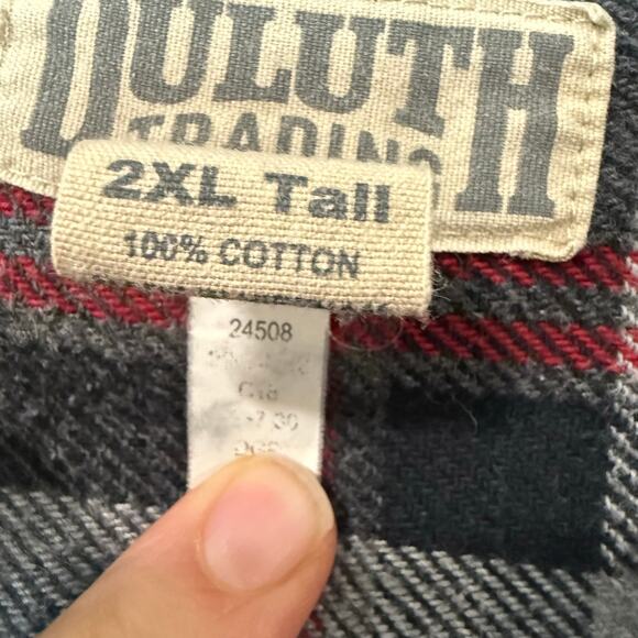 Duluth Trading Co Men's Burlyweight Flannel Shirt Button Down Plaid 2XL Tall - Picture 4 of 8